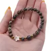 Bratara Llanit sfere 6mm, Larvikit 8mm si steluta din Sidef 10mm cu bumbi aurii, imagine 3