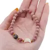 Bratara Rodonit roz sfere 6mm, Larvikit 8mm si luna din Sidef 12mm cu bumbi aurii, imagine 3