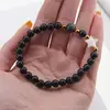 Bratara Shungit sfere 6mm, Larvikit 8mm si steluta din Sidef 10mm cu bumbi aurii, imagine 3