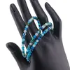 Bratara tripla ajustabila cu pietre semipretioase, Agat albastru sfere 4mm, imagine 2