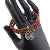 Bratara tripla ajustabila cu pietre semipretioase, Goldstone sfere 4mm cu charm floare de lotus si zirconiu verde, imagine 2