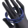 Bratara tripla ajustabila cu pietre semipretioase, Lapis lazuli sfere 4mm, imagine 2
