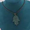 Colier Feng Shui antichizat cu pandativ hamsa, 4cm, imagine 2