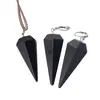 Set pandantiv si cercei cu agatatoare Obsidian negru forma pendul