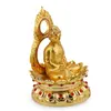 Statueta Feng Shui Buddha pe floare de lotus din metal auriu, 12,5cm, imagine 2