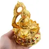 Statueta Feng Shui Buddha pe floare de lotus din metal auriu, 12,5cm, imagine 3