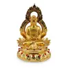 Statueta Feng Shui Buddha pe floare de lotus din metal auriu, 12,5cm