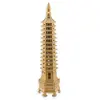 Statueta pagoda cu 13 nivele din metal auriu, 30cm