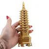 Statueta pagoda cu 9 nivele din metal auriu, 20cm, imagine 3
