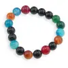 Bratara din Agat colorat si Onix 10mm, pe elastic, 19cm