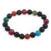 Bratara din Agat colorat si Onix mate 10mm, pe elastic, 19cm