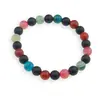 Bratara din Agat colorat si Onix mate 8mm, pe elastic, 19cm