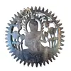Decoratiune din lemn Buddha sculptat cu accente aurii, imagine 2