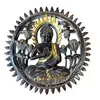 Decoratiune din lemn Buddha sculptat cu accente aurii