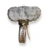 Decoratiune din lemn cap de elefant alb cu accente aurii, imagine 2