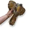 Decoratiune din lemn cap de elefant alb cu accente aurii, imagine 3