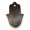 Decoratiune din lemn Hamsa cu model ochi protector colorat, imagine 2
