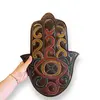 Decoratiune din lemn Hamsa cu model ochi protector colorat, imagine 3