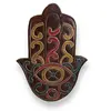 Decoratiune din lemn Hamsa cu model ochi protector colorat