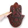 Decoratiune din lemn Hamsa cu model ochi protector negru, imagine 3