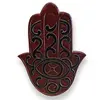 Decoratiune din lemn Hamsa cu model ochi protector negru