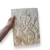 Decoratiune Tablou din lemn alb sculptat cu Ganesha, imagine 3