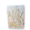 Decoratiune Tablou din lemn alb sculptat cu Ganesha