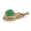 Pandantiv Feng Shui din metal auriu cu Onix verde, 40mm, imagine 2