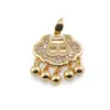 Pandantiv Feng Shui din metal auriu lacat pentru prosperitate, 25mm