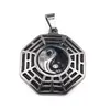 Pandantiv Feng Shui hexagona, Ying Yang argintiu, 32mm