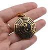 Pandantiv Feng Shui hexagona, Ying Yang auriu, 32mm, imagine 3