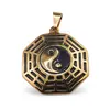 Pandantiv Feng Shui hexagona, Ying Yang auriu, 32mm