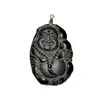 Pandantiv din obsidian Buddha cu wu lou