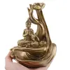 Suport ardere conuri parfumate cascada - backflow si betisoare parfumate, Buddha in meditatie auriu, imagine 3