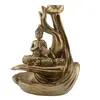Suport ardere conuri parfumate cascada - backflow si betisoare parfumate, Buddha in meditatie auriu