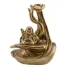 Suport ardere conuri parfumate cascada - backflow si betisoare parfumate, Buddha vesel auriu
