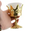Suport pentru lumanare tip pastila si candela, auriu, coroana, 10cm, imagine 3