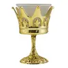 Suport pentru lumanare tip pastila si candela, auriu, coroana, 10cm