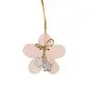 Decoratiune din lemn, floare roz cu doua flori gri