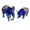 Set statuete premium din sticla Elefant si Rinocer, albastru