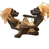 Statueta africana din lemn, pozitie lotus