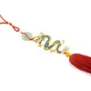 Amuleta breloc Feng Shui Dragon albastru model 3 cu pietre semipretioase si ciucure rosu, imagine 2