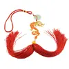 Amuleta breloc Feng Shui Dragon portocaliu model 2 cu pietre semipretioase si ciucure rosu