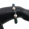 Bratara pe elastic Perle de cultura, bumbi aurii si Azurit sfere 8mm, imagine 3