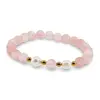 Bratara pe elastic Perle de cultura, bumbi aurii si Cuart cherry sfere 8mm, imagine 2