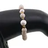Bratara pe elastic Perle de cultura, bumbi aurii si Jasp fosilic sfere 8mm, imagine 3