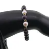 Bratara pe elastic Perle de cultura, bumbi aurii si Jasp sesame mov sfere 8mm, imagine 3