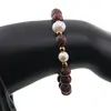 Bratara pe elastic Perle de cultura, bumbi aurii si Jasp sesame rosu sfere 8mm, imagine 3