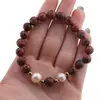 Bratara pe elastic Perle de cultura, bumbi aurii si Jasp sesame rosu sfere 8mm, imagine 4