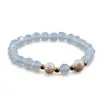 Bratara pe elastic Perle de cultura, bumbi aurii si Opalit sfere fatetate 8mm, imagine 2